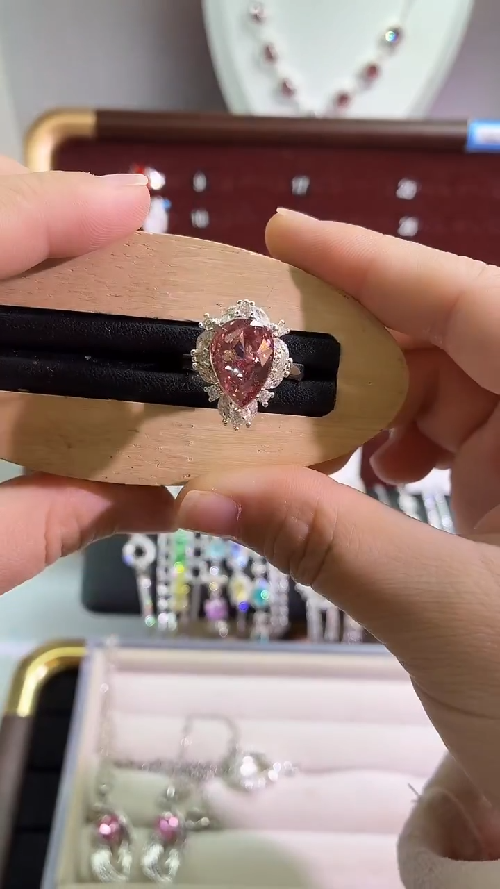 锆石铜合金7号 10*14水滴【冰花】戒托