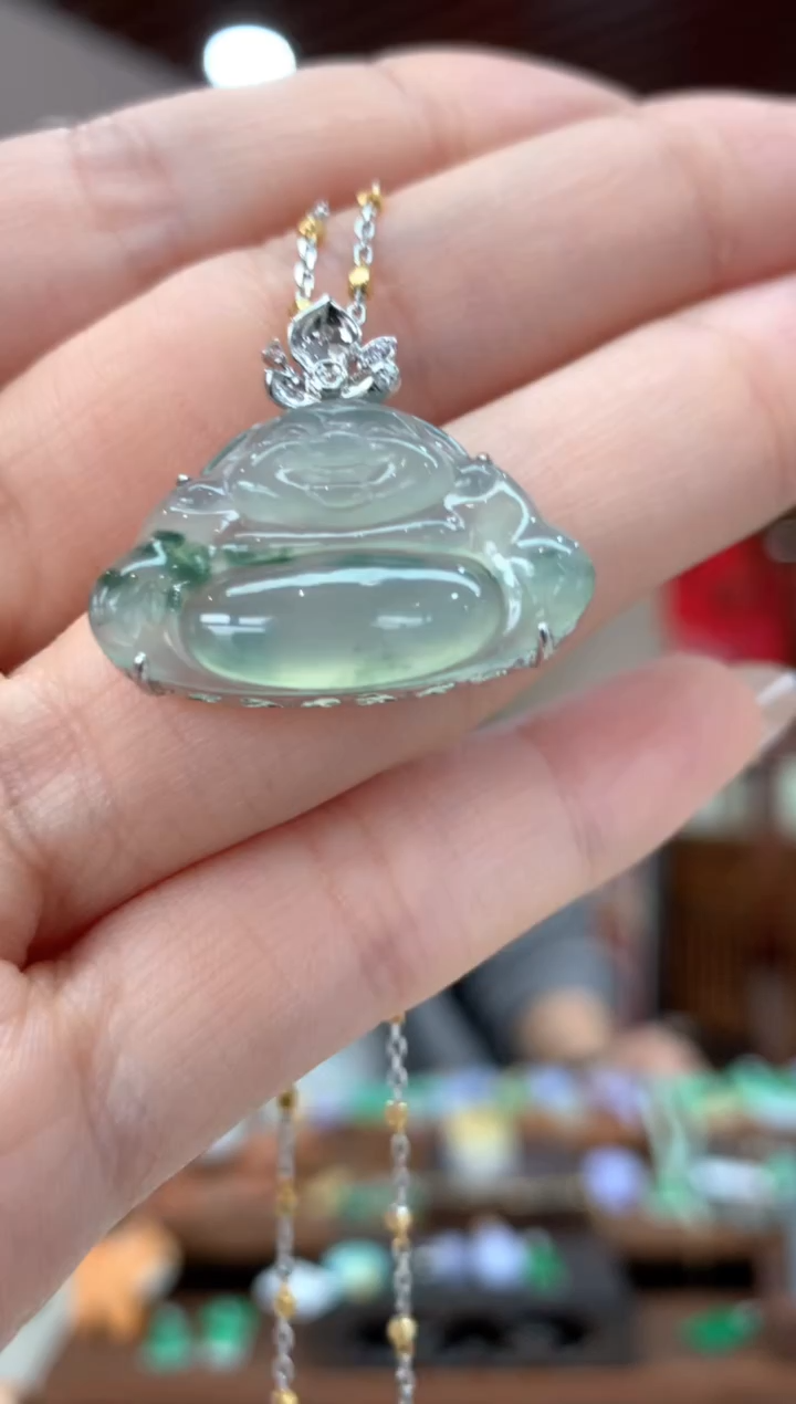 【闪购商品】翡翠吊坠(不含链)18K金镶嵌佛公