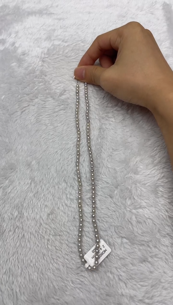 海水珍珠银S925镶嵌项链AK真多麻4-4.5mm