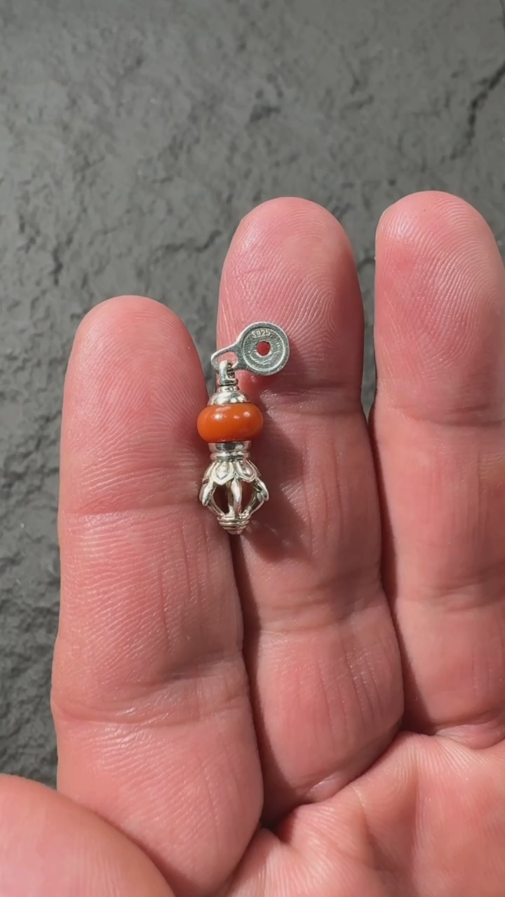【闪购商品】南红玛瑙侧挂银S925镶嵌柿子红金刚杵侧挂，多样性发货