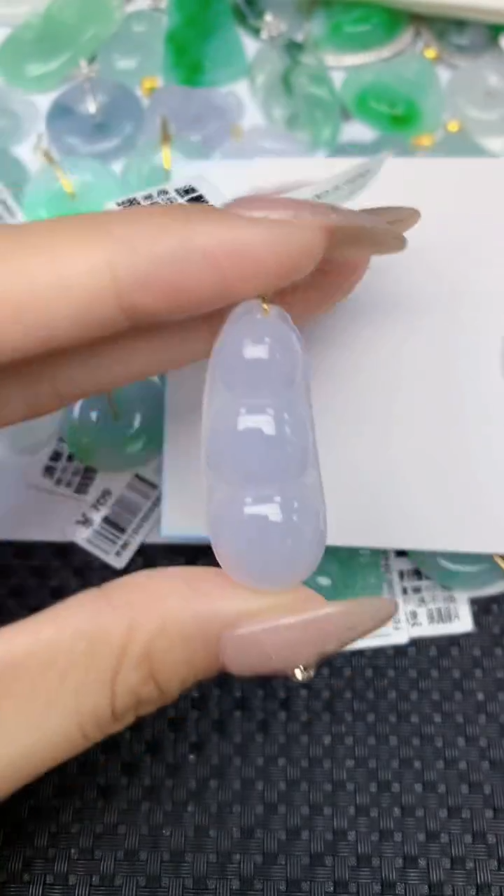 颈饰18K金镶嵌翡翠天然缅甸翡翠a货百元以上9元证书费自理