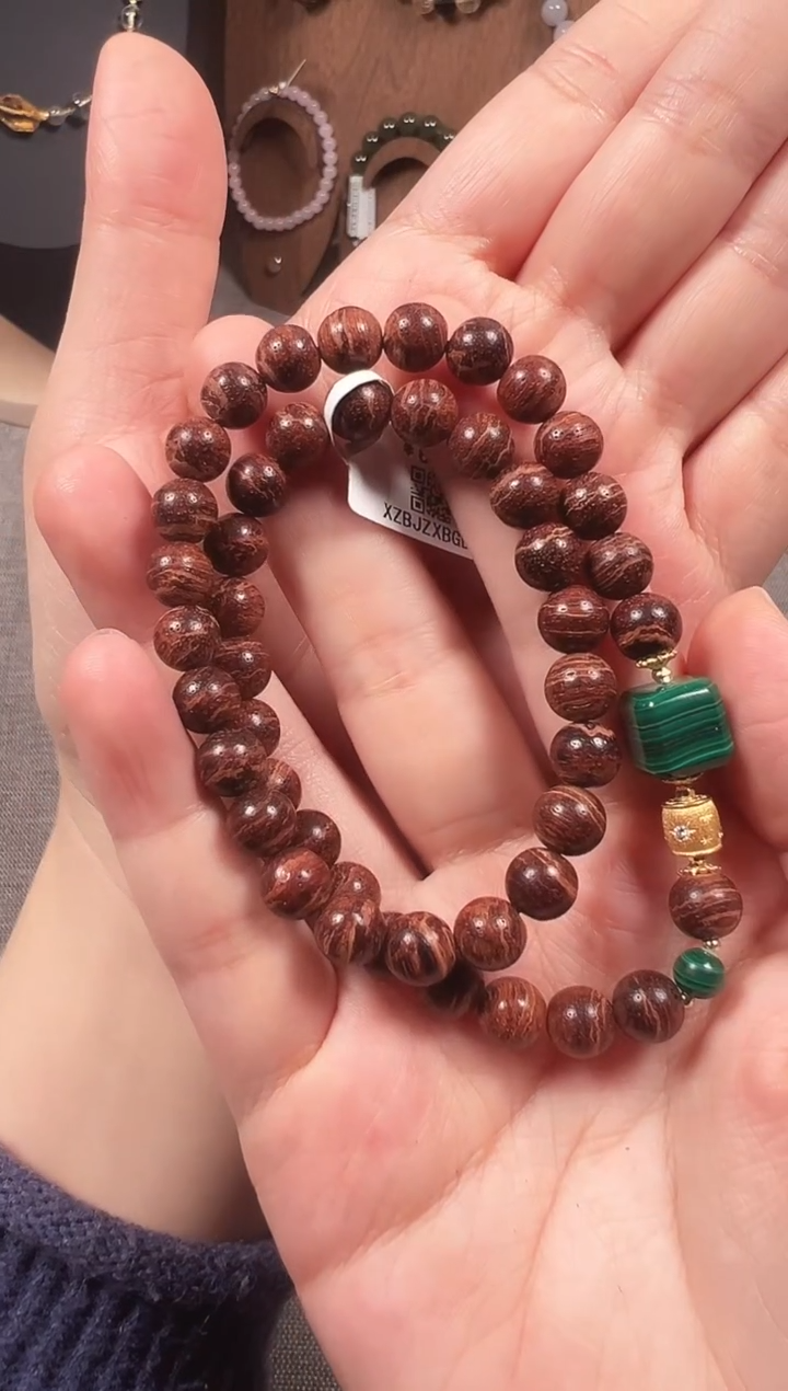 木木头款大叶降真香黄金甲0.8双圈手链