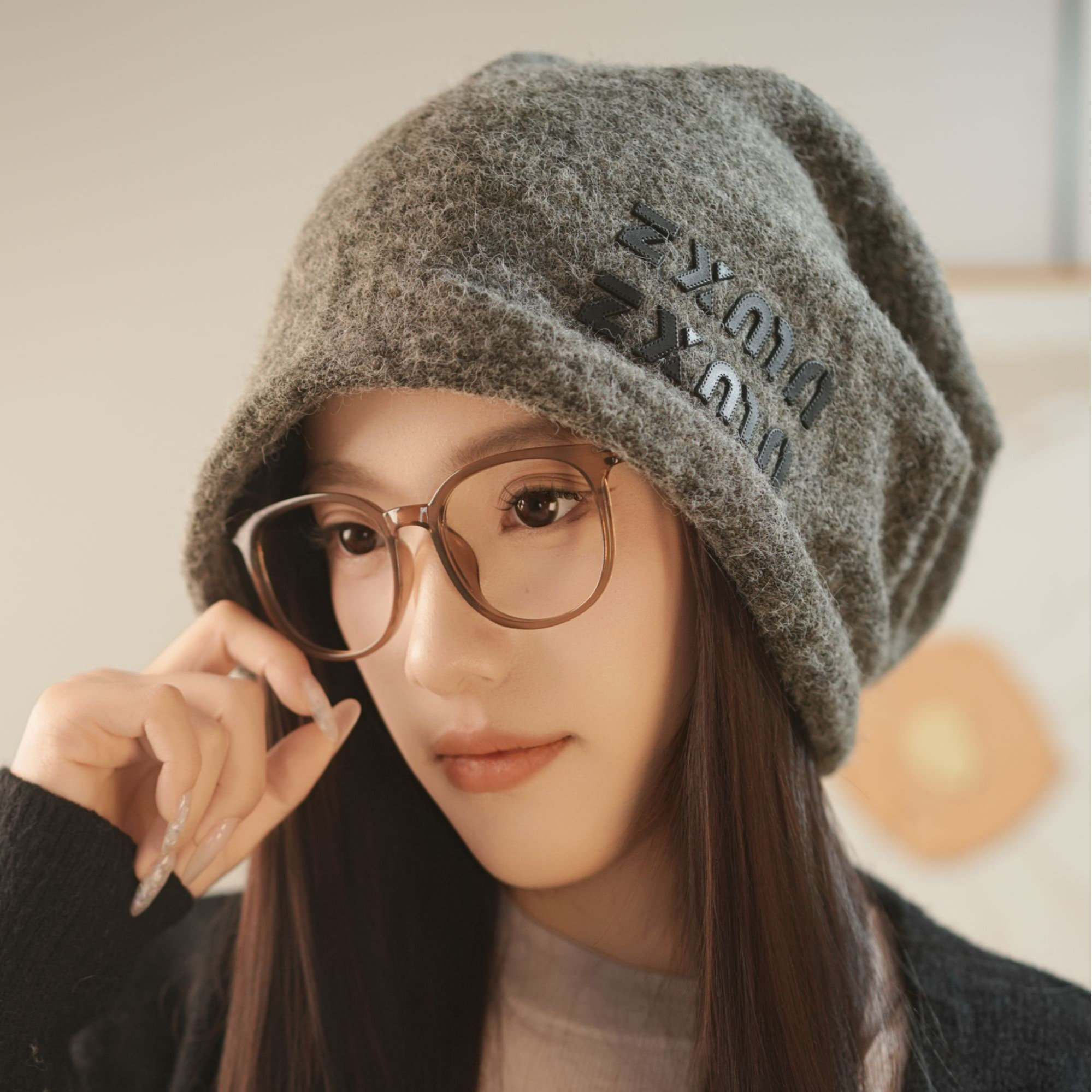 高级感网红堆堆帽大头围灰色帽子韩版慵懒风包头帽百搭帽子