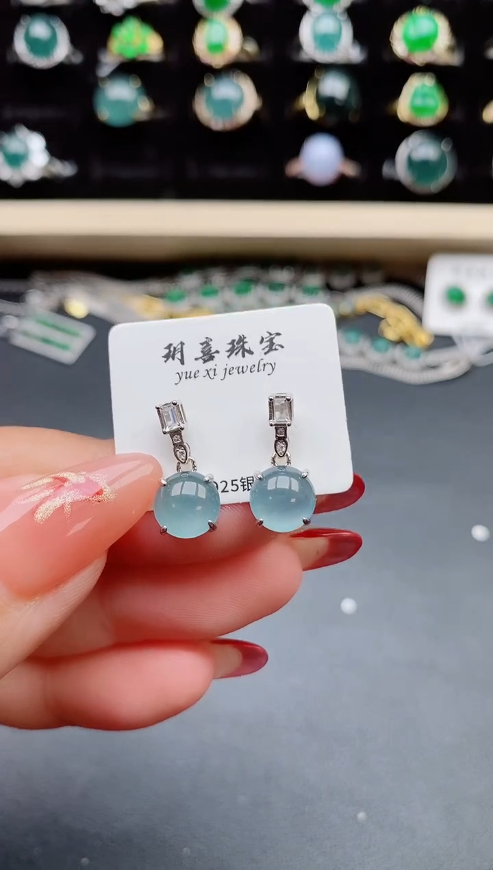 【闪购商品】翡翠耳饰银S925镶嵌321321