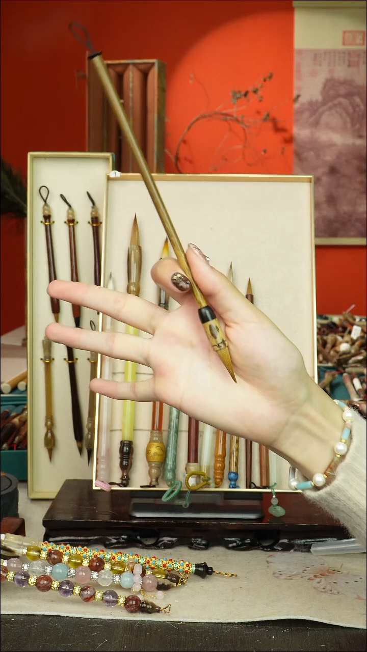 111号闪孤品高货毛笔链接 清水试笔 蘸墨不退