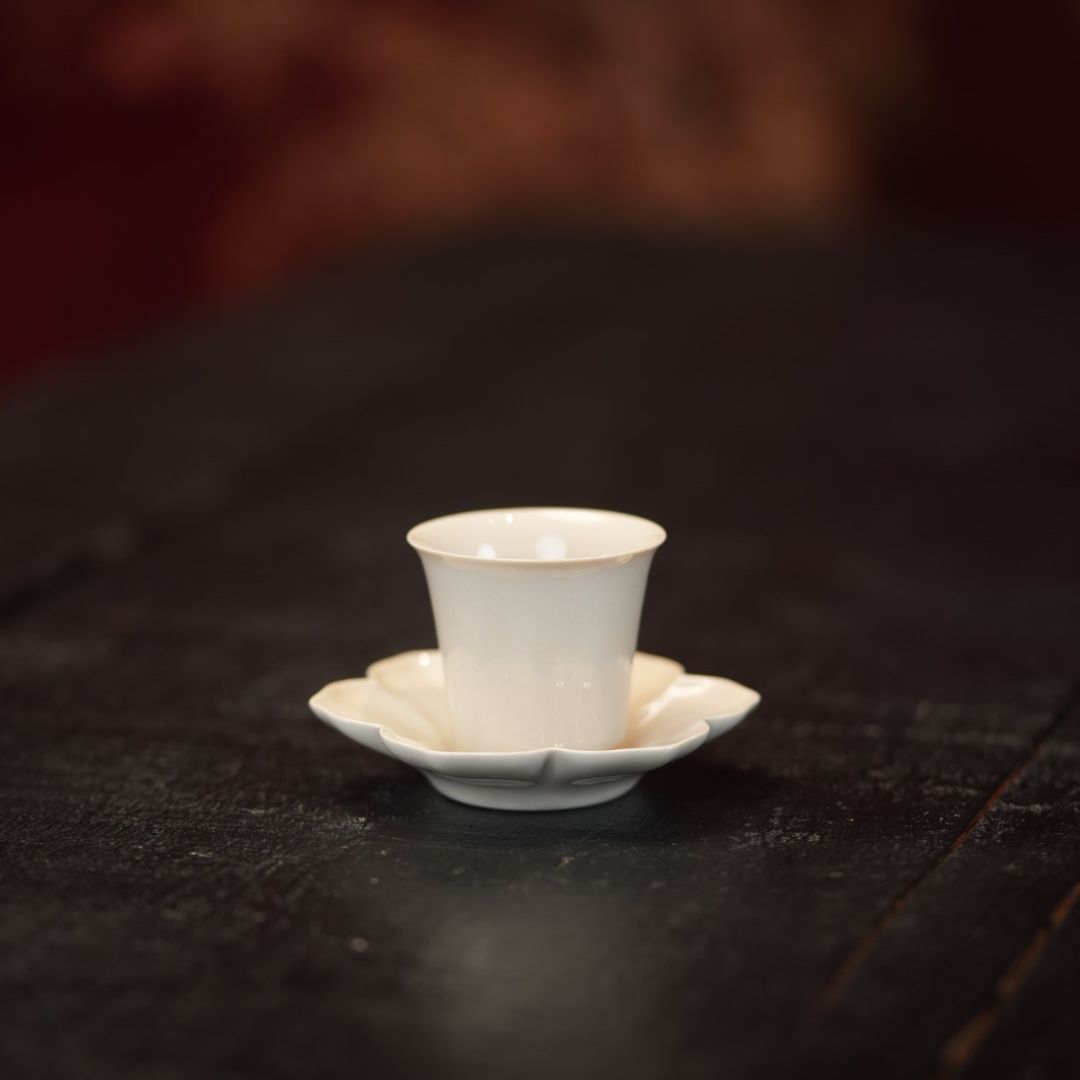 【文堇堂】宋式美学 高级草木灰静枫杯葵花杯垫套组 0399