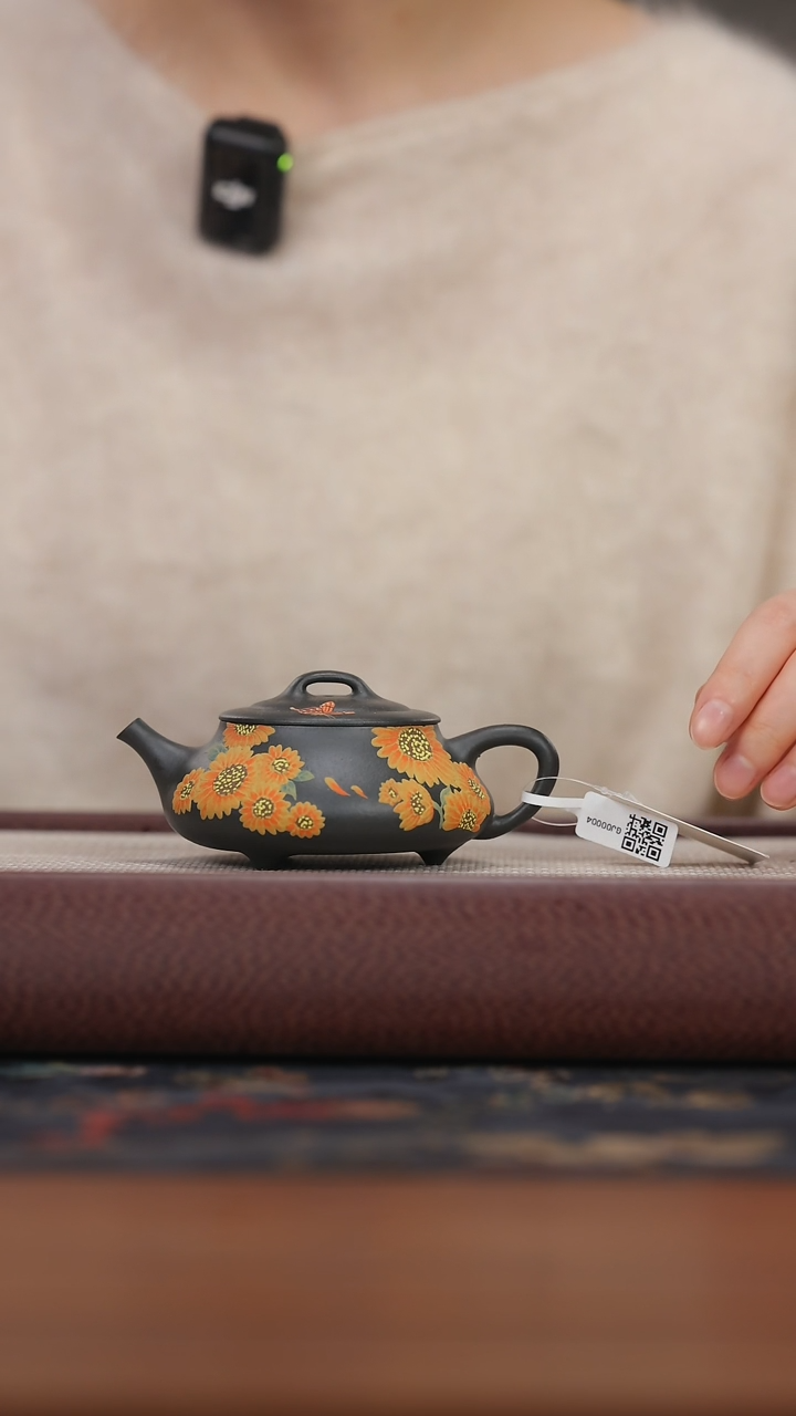 【闪购商品】紫砂茶壶绿泥  泥绘 石瓢GJ