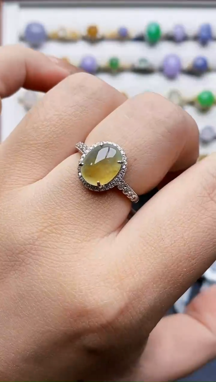 银S925镶嵌戒指翡翠0205