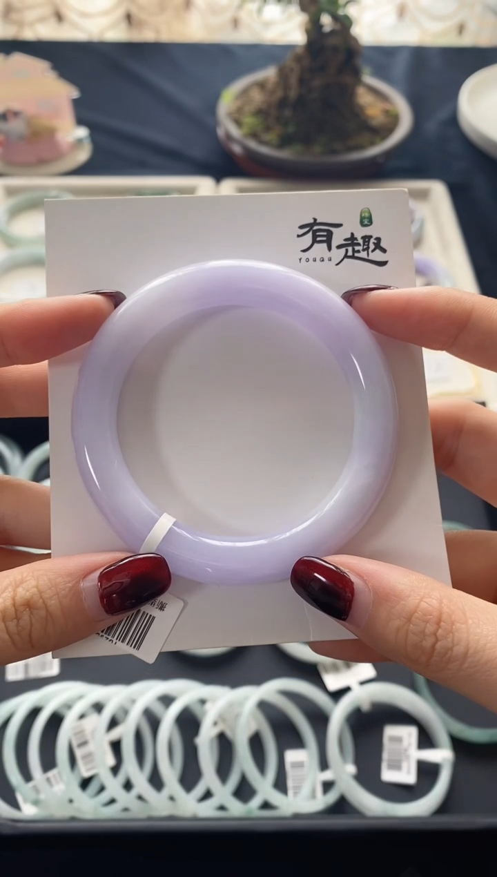 【闪购商品】翡翠手镯未镶嵌紫罗兰54圆条