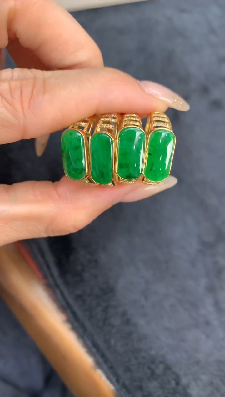 【闪购商品】翡翠戒指18K金镶嵌戒指#14  多样性发（1件）