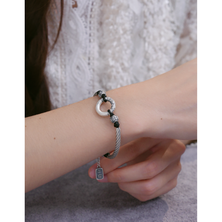 925银手链 【锤痕银楼】复古串珠手链