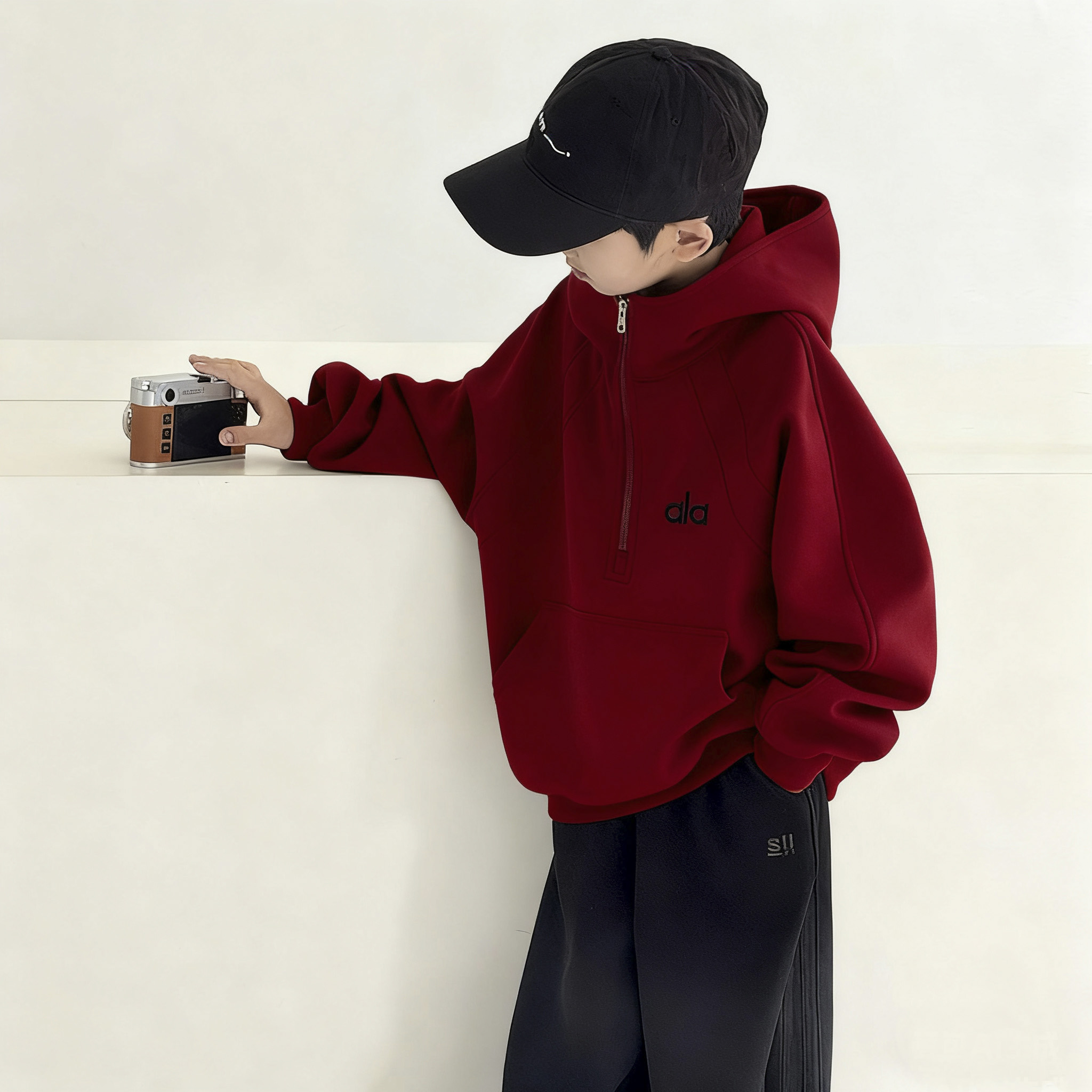 男童连帽卫衣冬装儿童加绒加厚一体绒上衣服2025新款大童装潮男孩