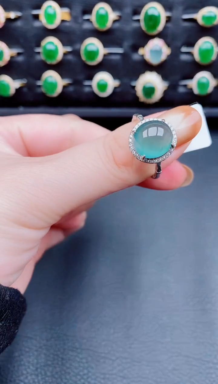 【闪购商品】翡翠戒指银S925镶嵌天然a货翡翠31