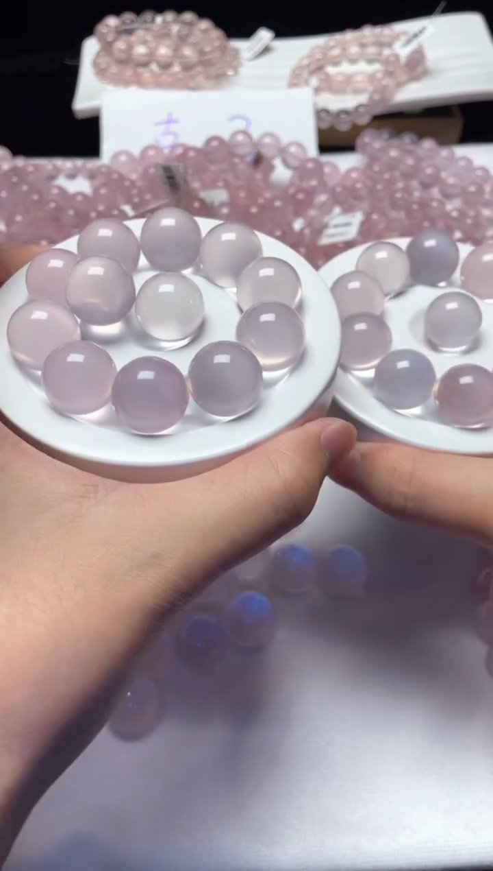 未镶嵌珠宝半成品水晶【R03】粉晶单珠17M多样性随1颗