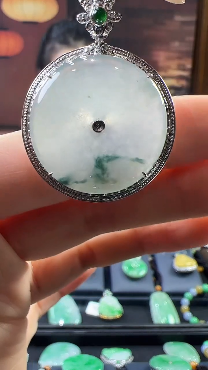 18K金镶嵌挂件翡翠平安扣不含链