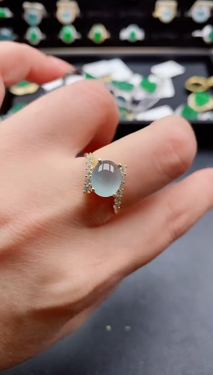 银S925镶嵌戒指翡翠1