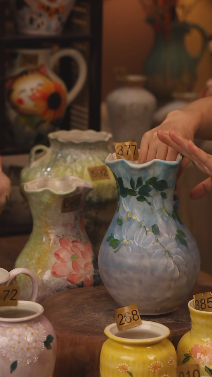 陶瓷377景德镇设计师手作花器摆件侘寂风