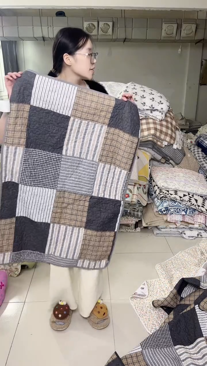 棉70*100咖色格子