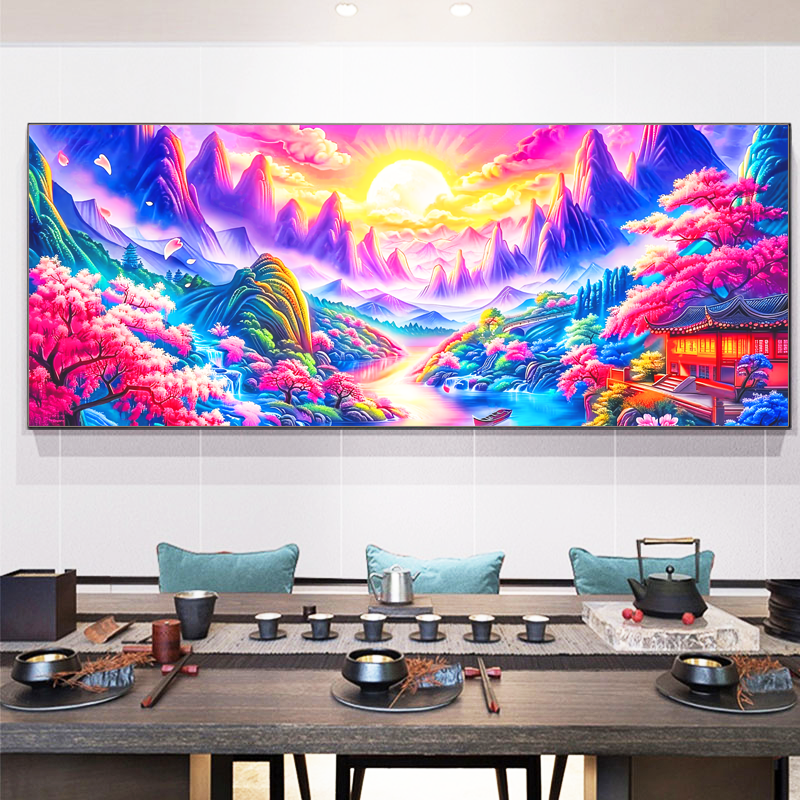 美初十字绣锦绣山河旭日东升山水大气客厅简单现代紫气东来江山