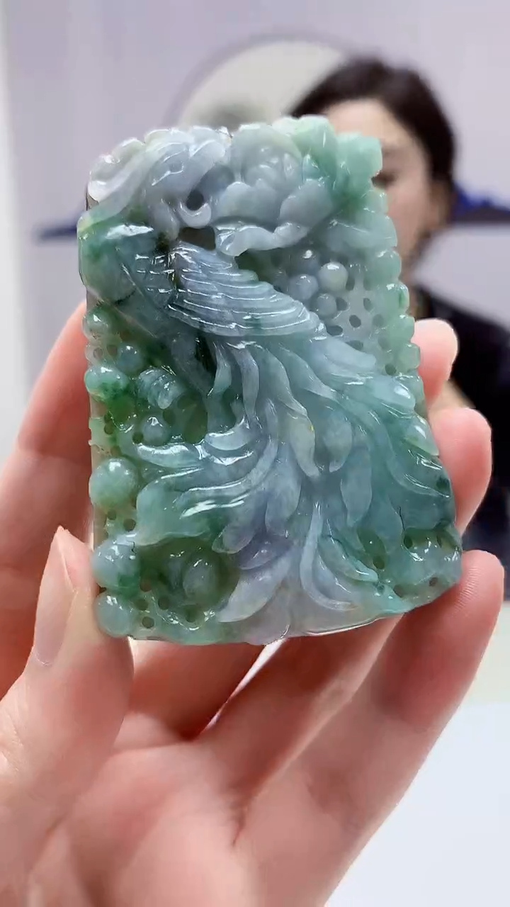 【闪购商品】定制翡翠未镶嵌4829zm-毛货挂件32凤凰