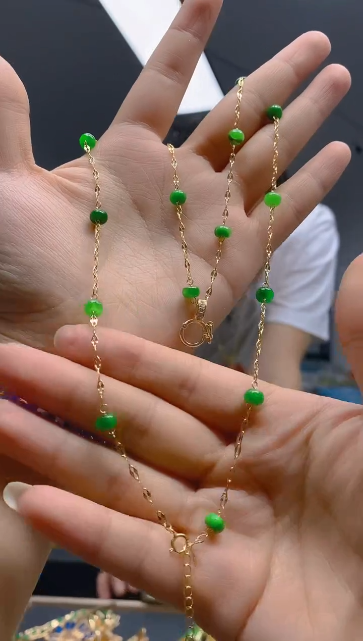 【闪购商品】翡翠耳饰合金0116翡翠锁骨链