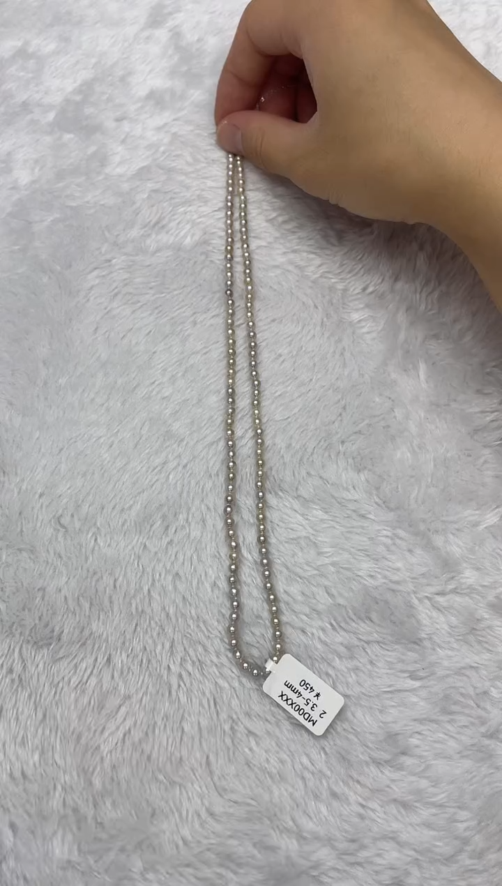 海水珍珠银S925镶嵌项链AK真多麻3.5-4mm（多样性发一）