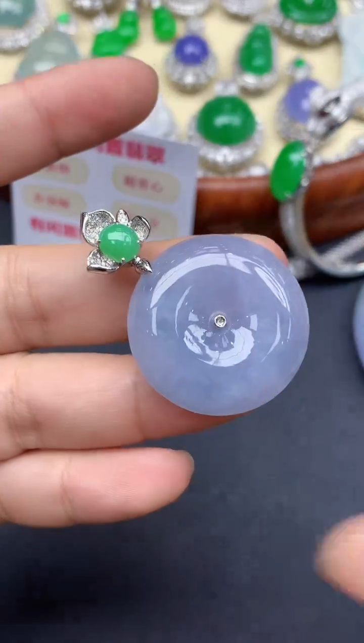 颈饰18K金镶嵌翡翠264-中国好珍宝
