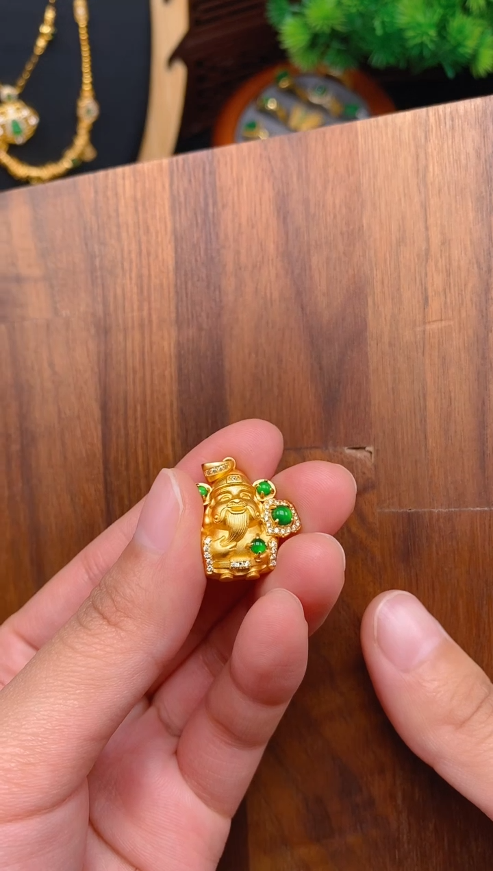 【闪购商品】翡翠吊坠(不含链)银S925镶嵌财神吊坠