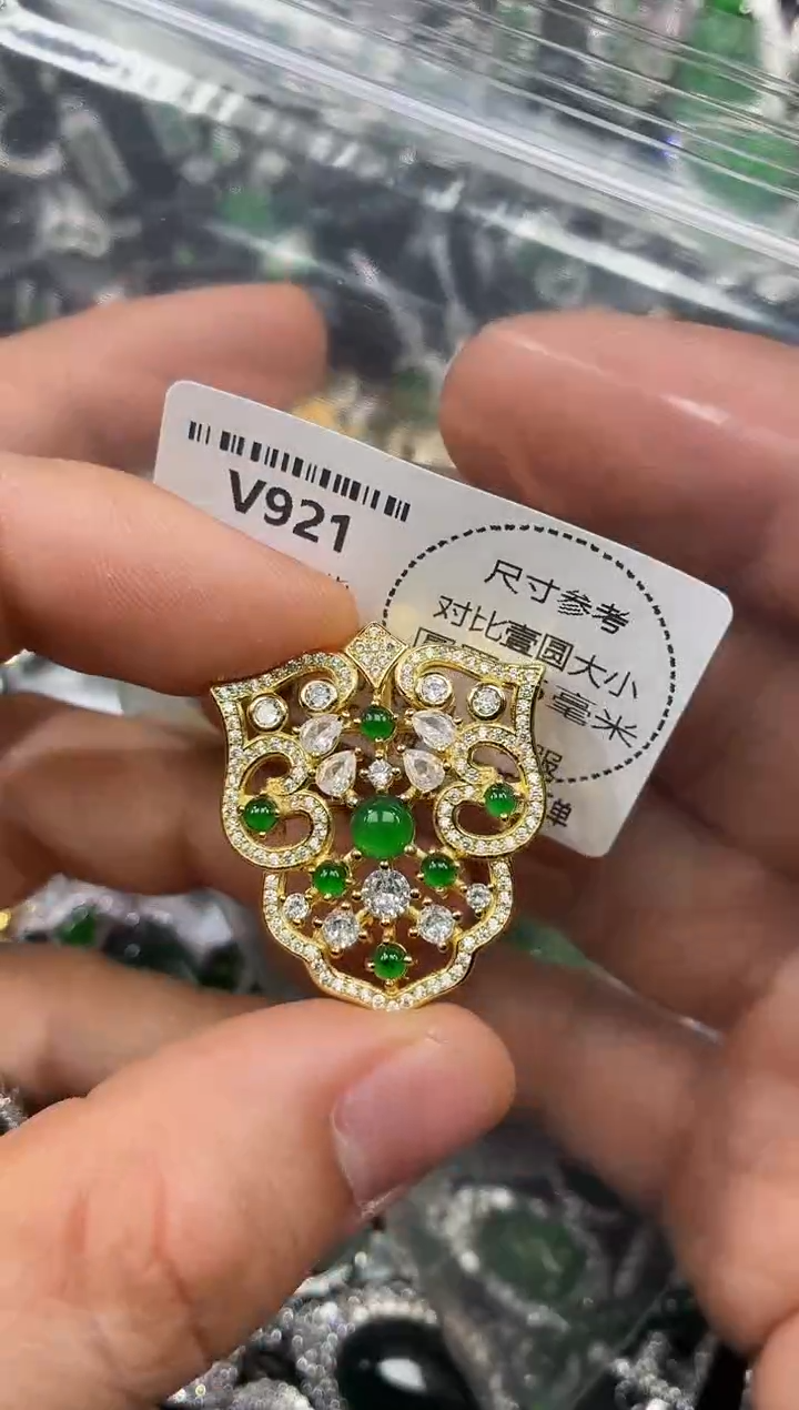 颈饰未镶嵌翡翠V921胸针