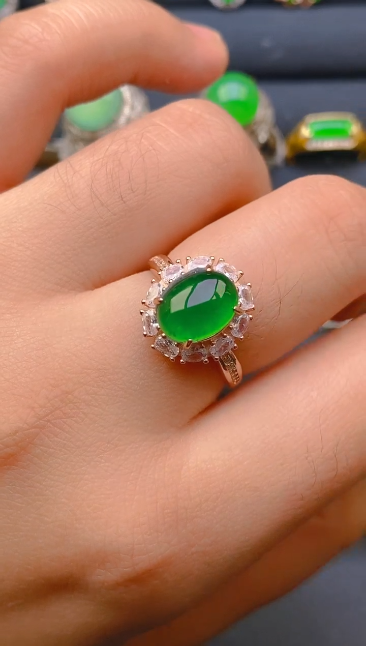 【闪购商品】翡翠戒指银S925镶嵌天然A货翡翠1