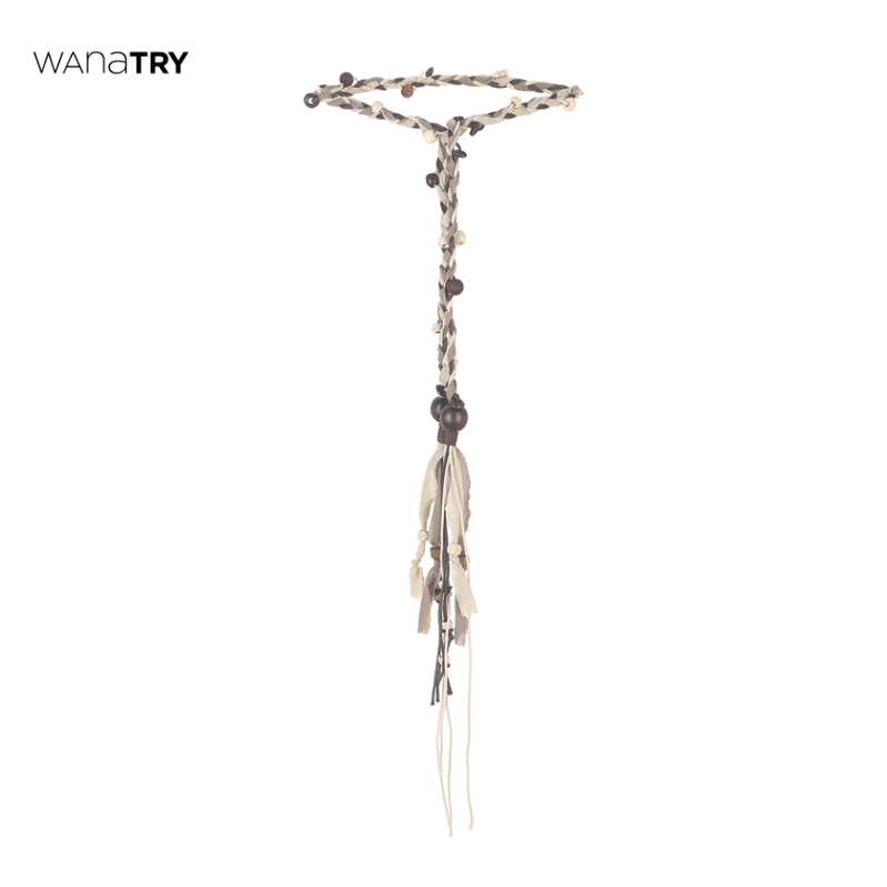 Wana Try咖色串珠流浪感手工编织腰带【达人】