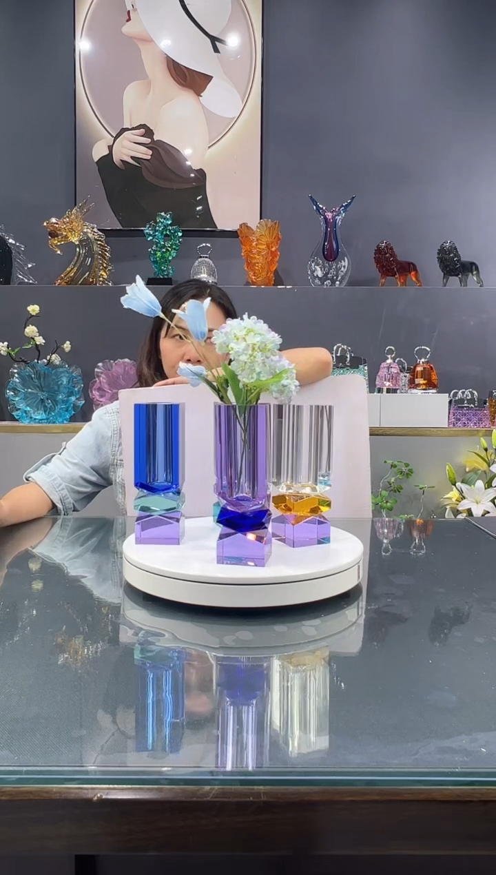 手工艺品琉璃  水晶琉璃花瓶1个备注颜色