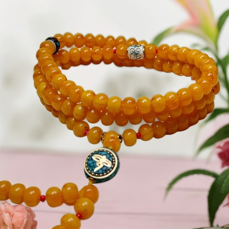 【主播推荐】20高货项链 高端-暴力鸡油黄108颗-精品项链