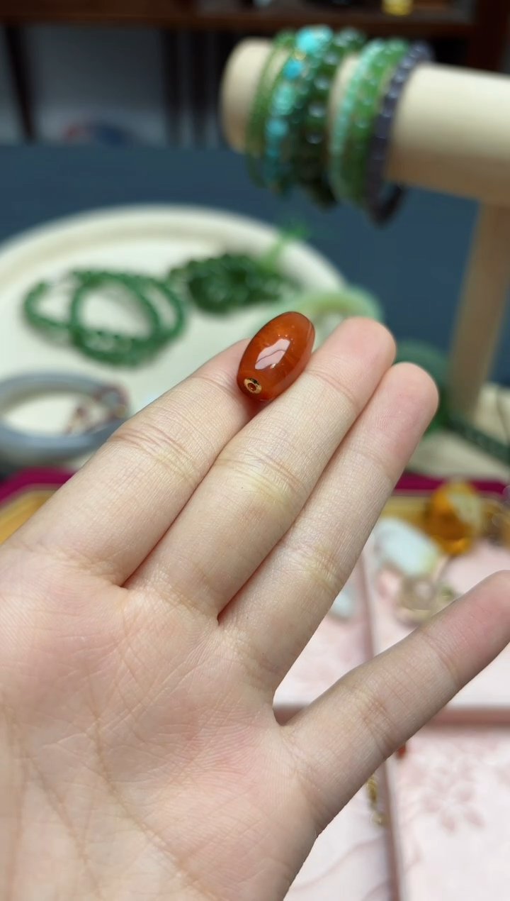 【闪购商品】南红玛瑙吊坠18K金镶嵌18k金南红吊坠*1 DN赠链