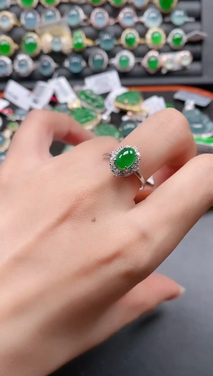 银S925镶嵌戒指翡翠111