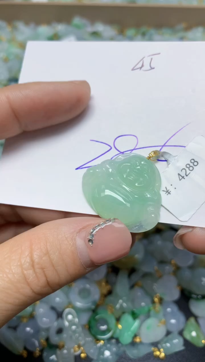 【闪购商品】翡翠挂件18K金镶嵌 天然翡翠A货