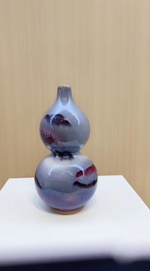 摆件景德镇高温窑变陶瓷葫芦瓶