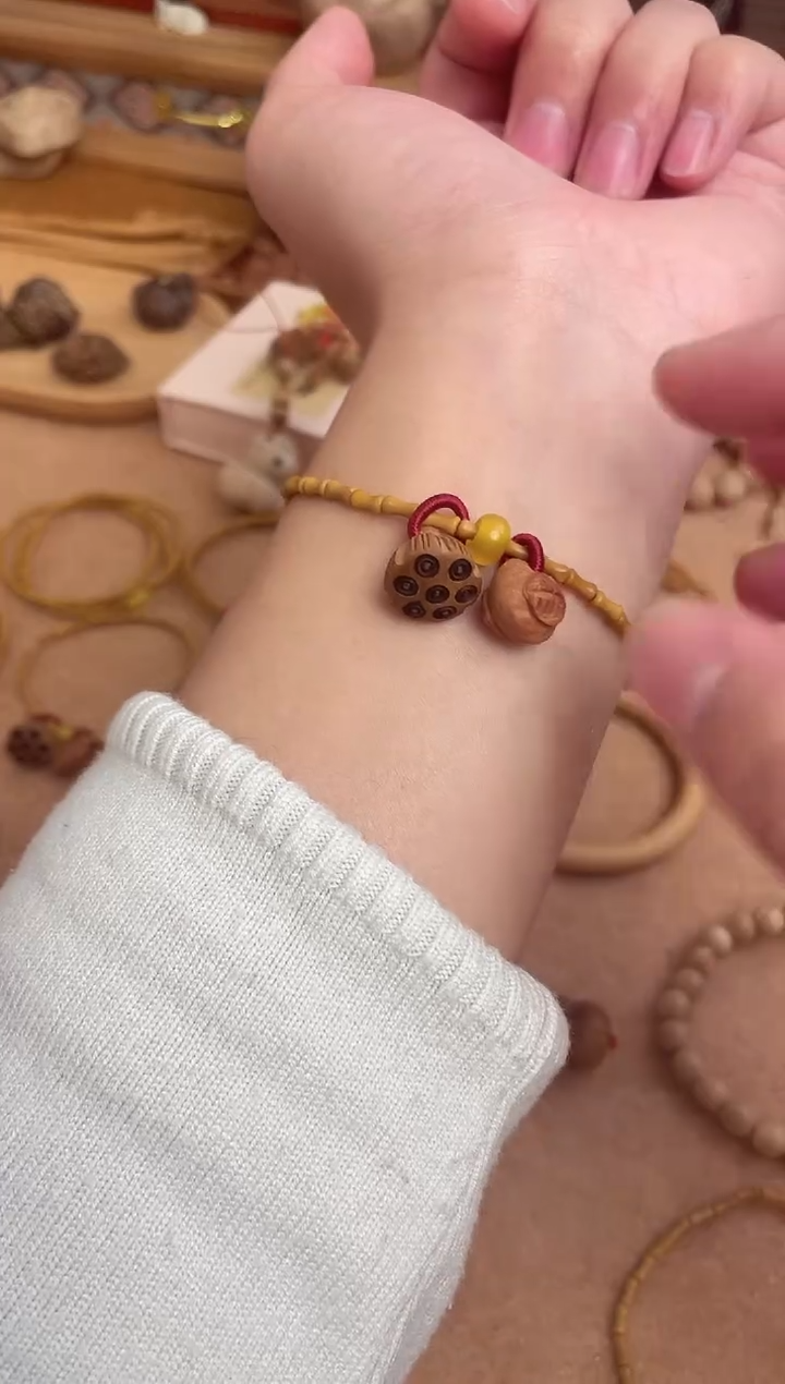 单圈竹节手串一物一拍加黄水晶配饰跑环单圈圈好运连连