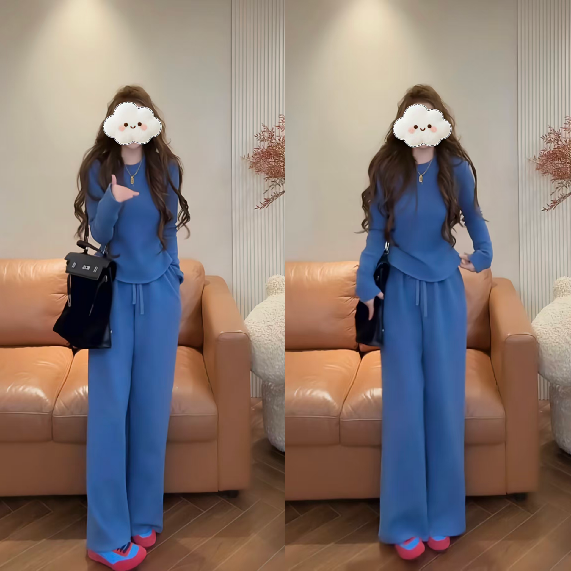 2025新款无法拒绝潮流慵懒风肩垫德绒上衣+德绒卫裤可外穿套装