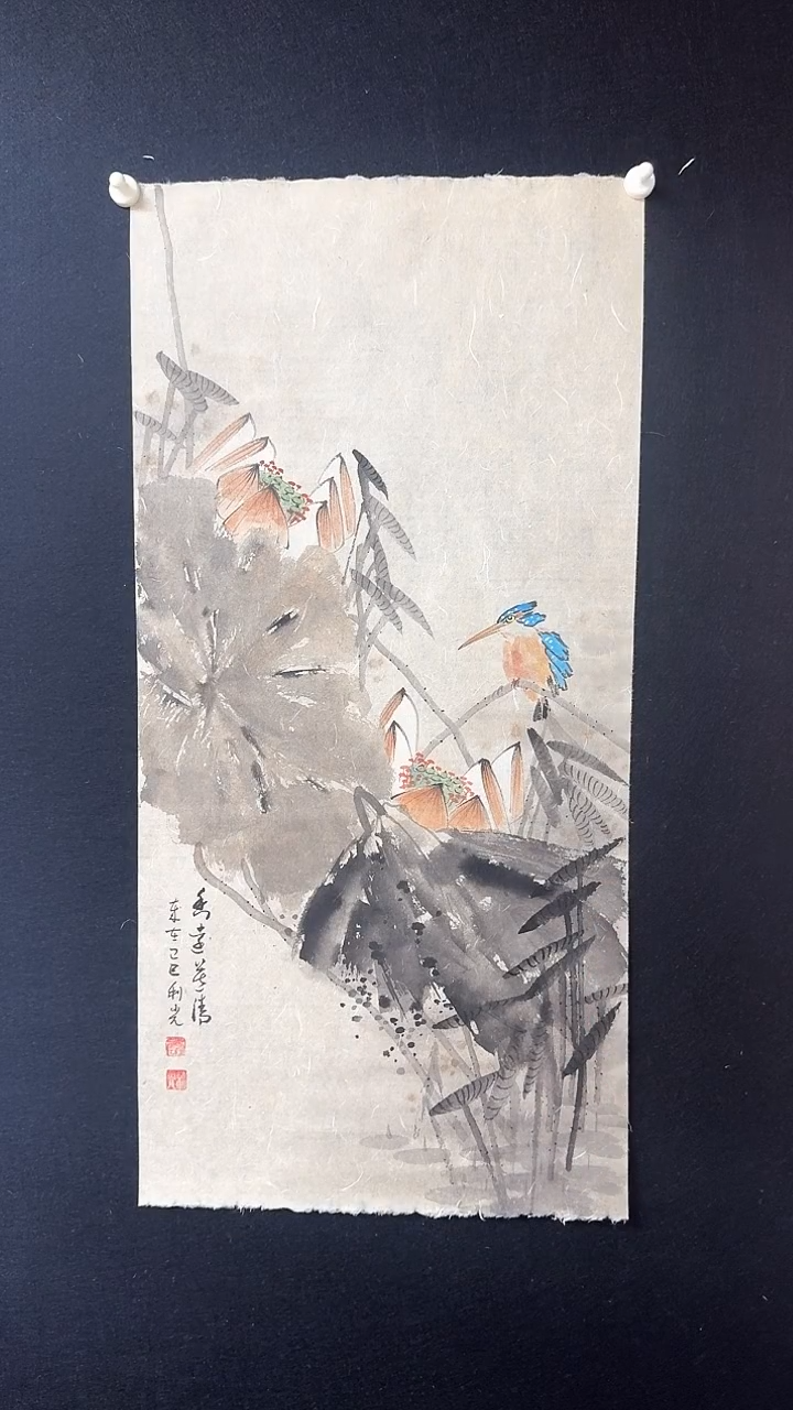 【闪购商品】国画水墨花鸟蓝鸟