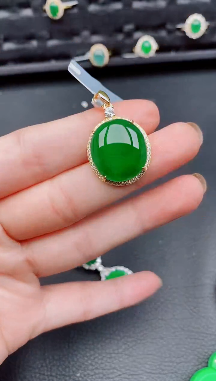 【闪购商品】翡翠颈饰银S925镶嵌天然a货翡翠461