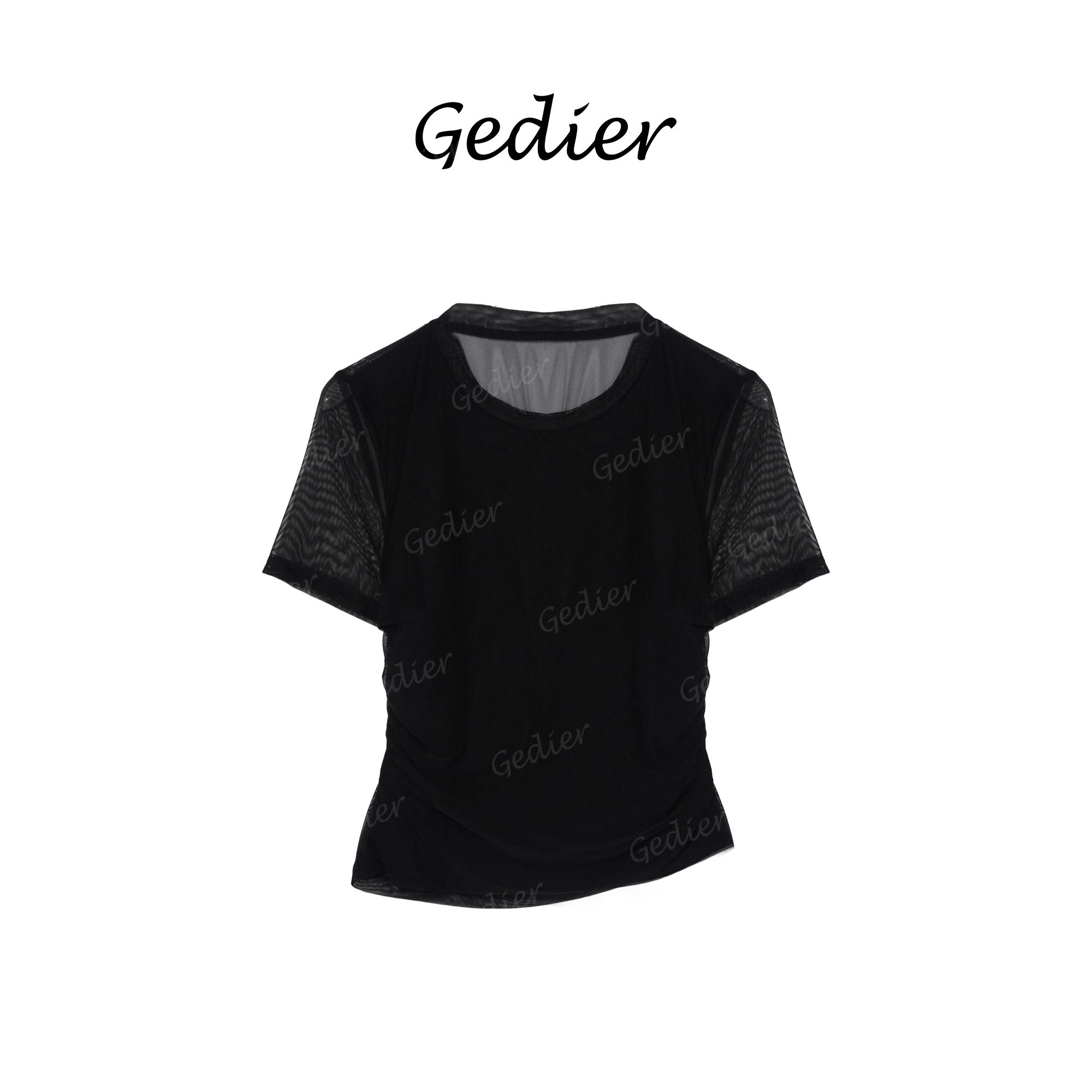 【歌蒂尔】“从容” 2025年夏季欧若风网纱拼接短袖上衣 TG520172Y