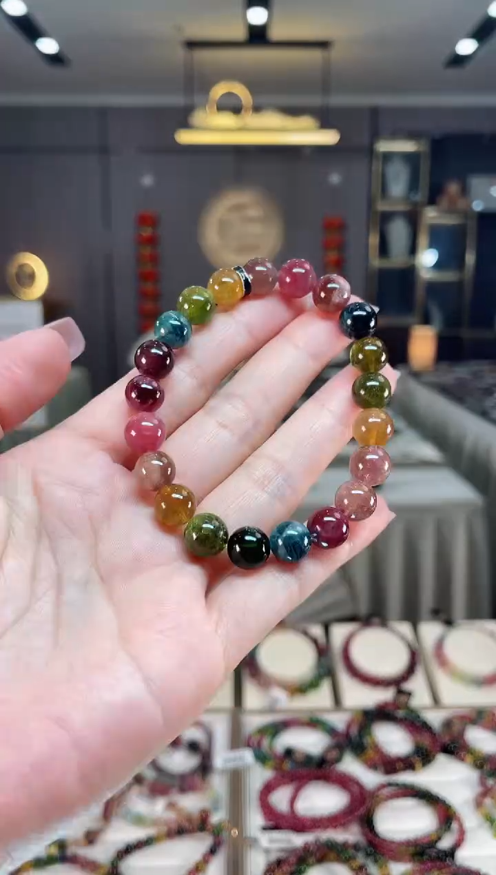 未镶嵌透体老矿碧单圈手串9mm+碧玺hon多样性发货一条
