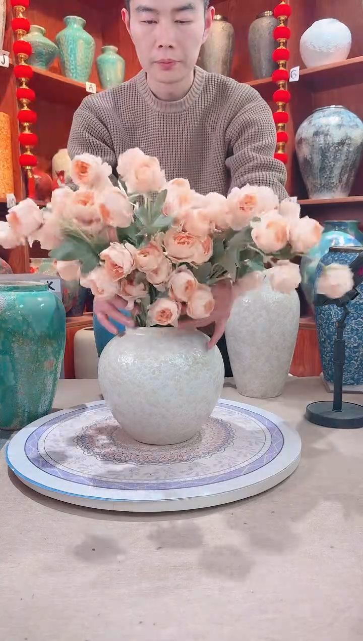 【闪购商品】瓶陶瓷花瓶 无花 茶白小号