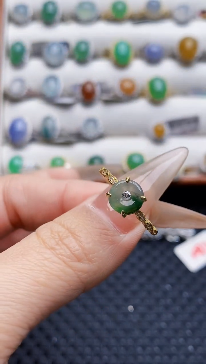 银S925镶嵌戒指翡翠5542