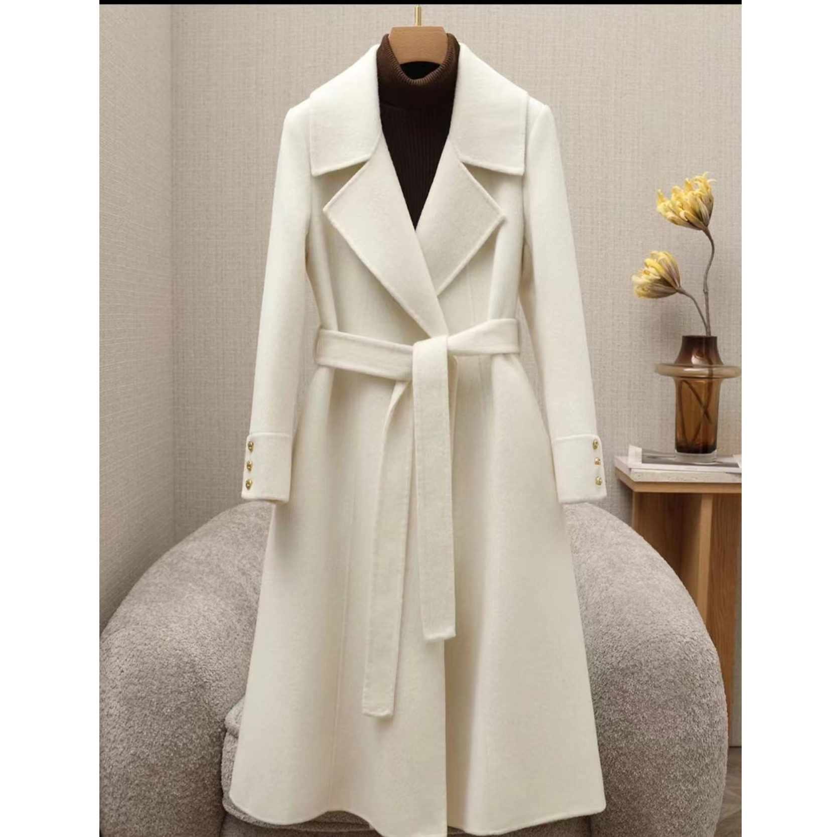 蓝海奕诺气质过膝长款双面毛呢外套2025秋冬新款双面呢轻奢大衣女