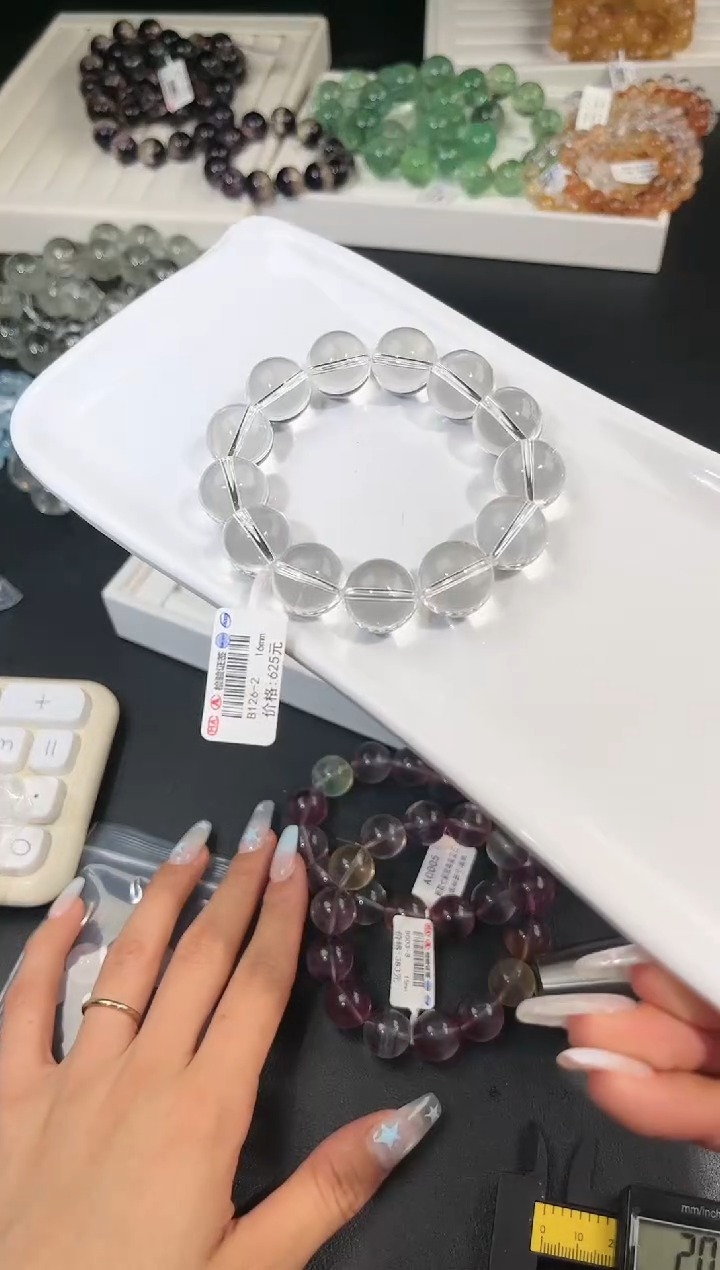 水晶手链未镶嵌多样性发一白水16mm