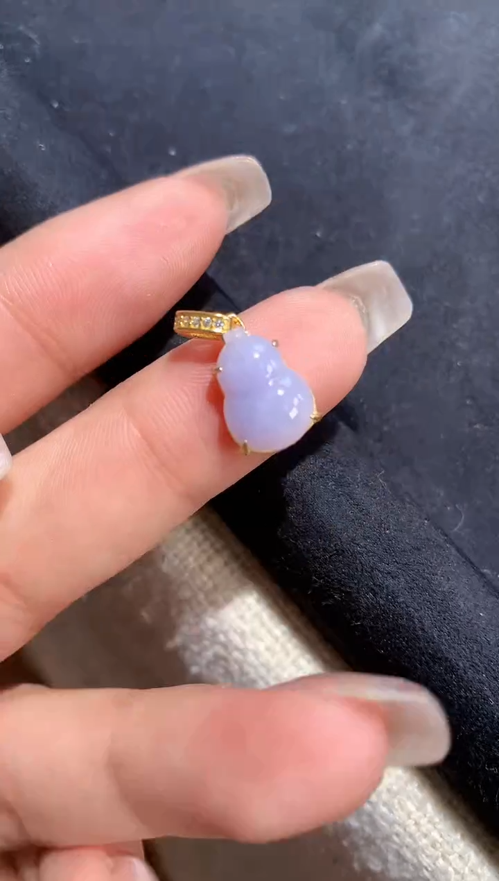翡翠银S925镶嵌吊坠(不含链)【挽石珠宝】葫芦