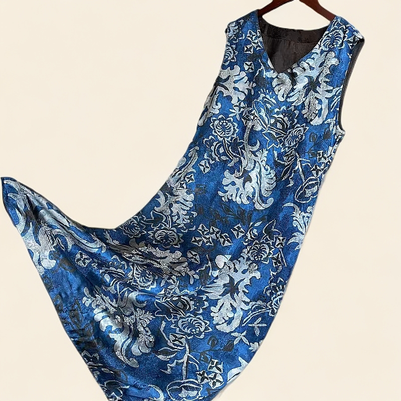 【青花瓷】高端非遗夏季短袖系带包肩袖背心裙