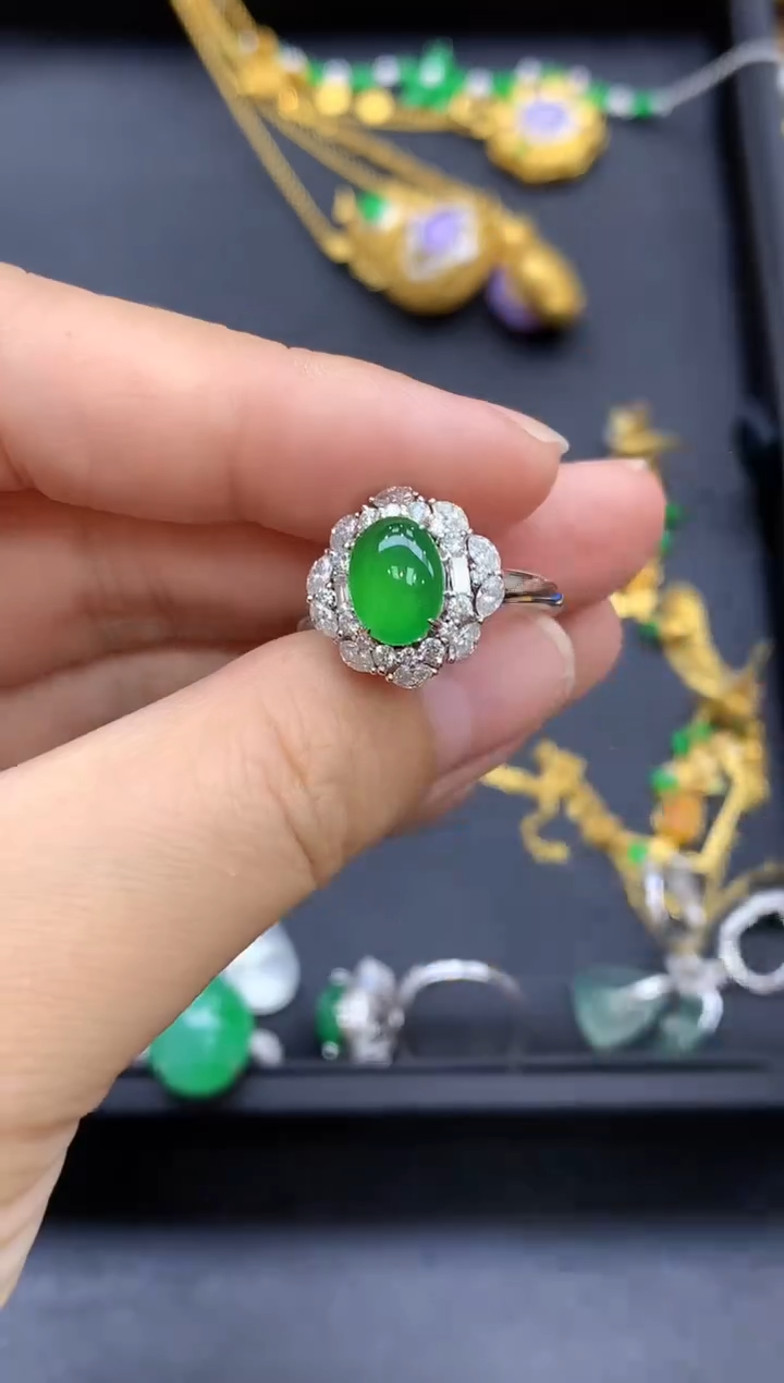 18K金镶嵌戒指翡翠718-中国好珍宝